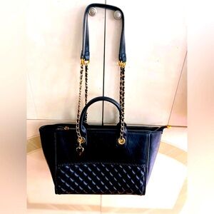 Foreign design leather  black bag